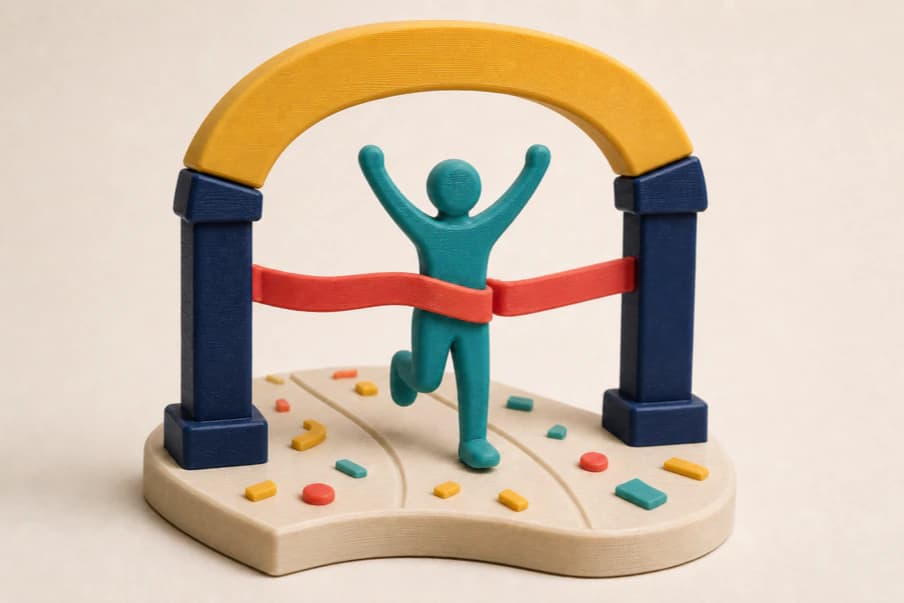 Matte printed miniature finish arch scene with a generic faceless runner